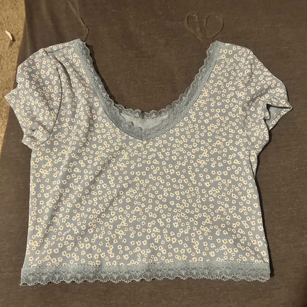 Blue lace crop top from abercrombie